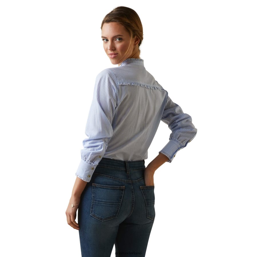 poederblauwe streep klaroen blouse Ariat vrouwen topjes PJ26LN3021