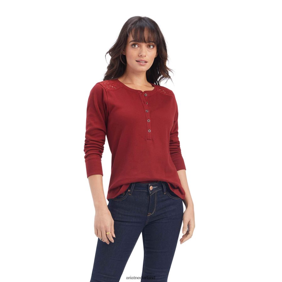 rood rood echt henley-shirt Ariat vrouwen topjes PJ26LN2879