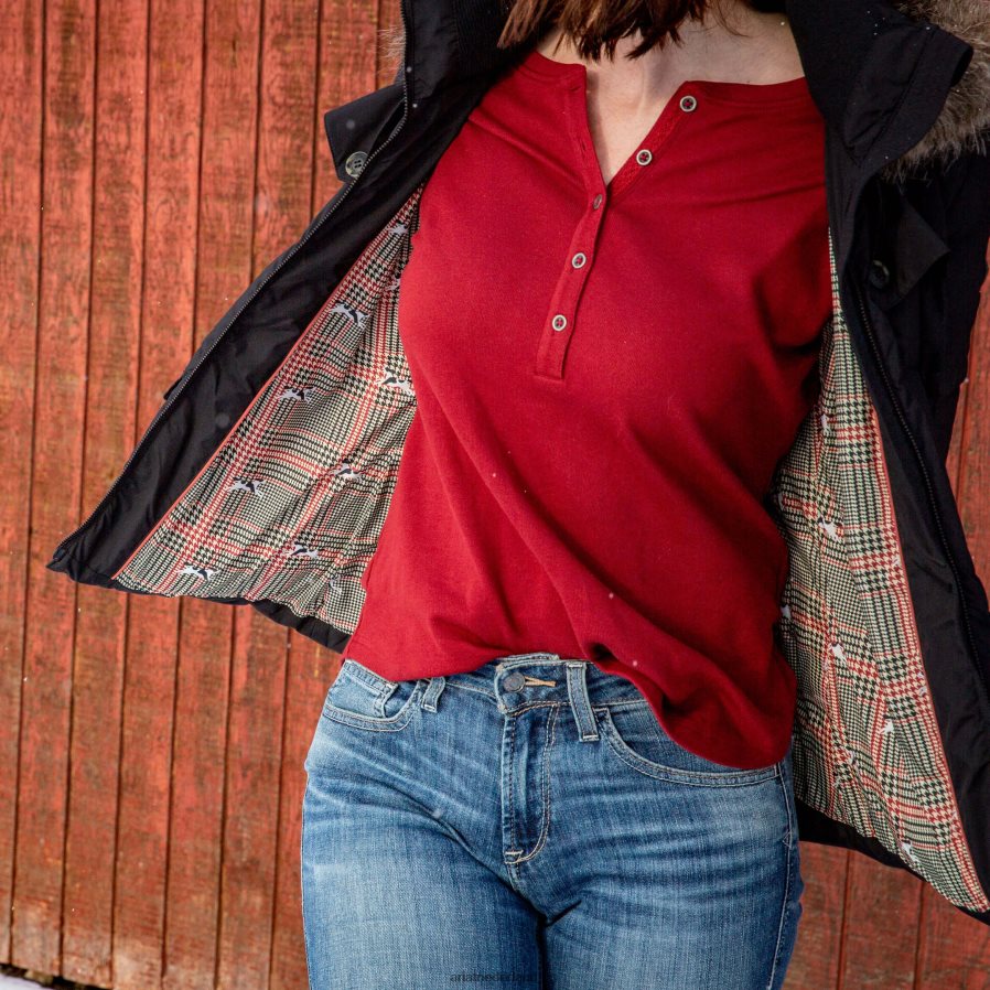 rood rood echt henley-shirt Ariat vrouwen topjes PJ26LN2879