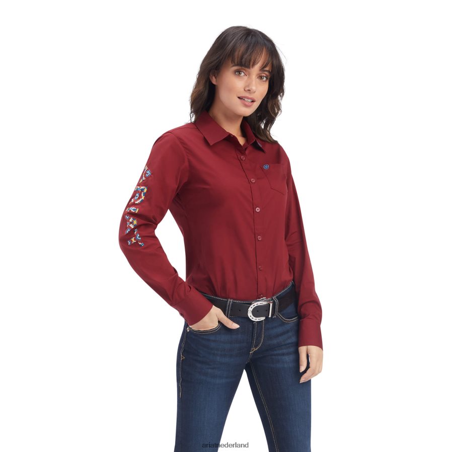 rood rood team kirby stretchshirt Ariat vrouwen topjes PJ26LN2781