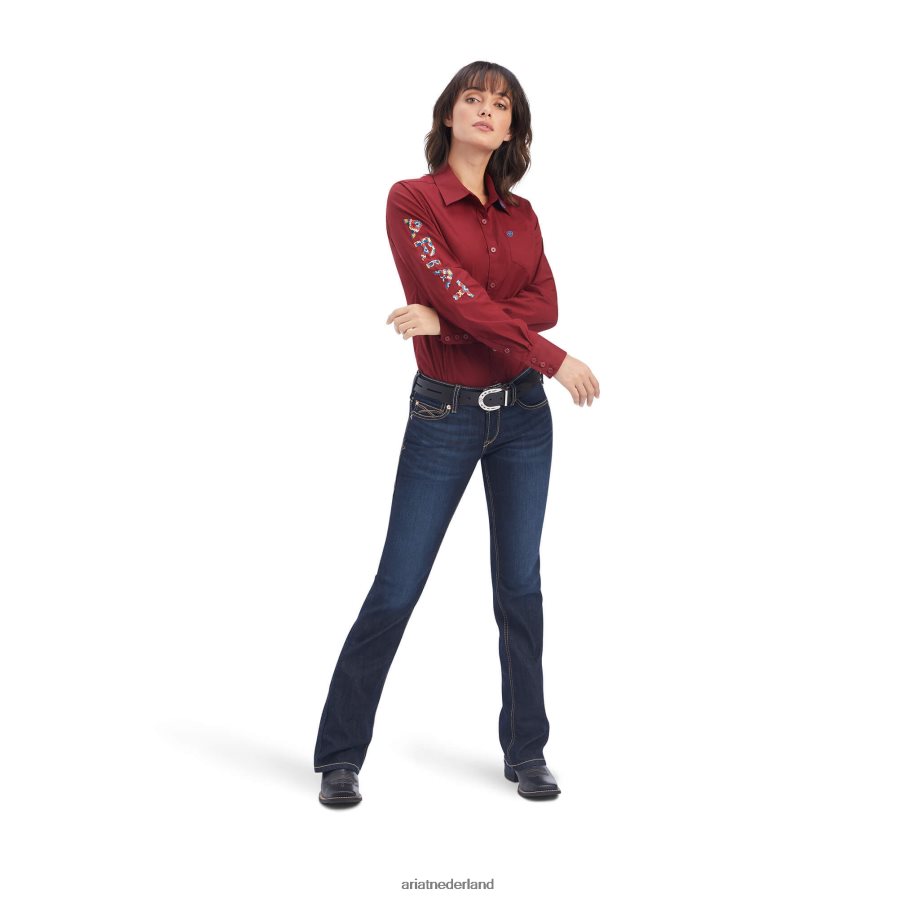 rood rood team kirby stretchshirt Ariat vrouwen topjes PJ26LN2781