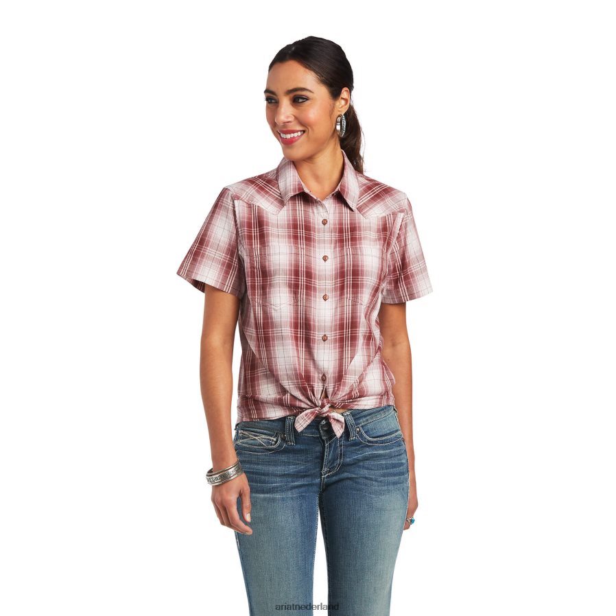 roodbruine plaid echt Billie Jean-shirt Ariat vrouwen topjes PJ26LN3141