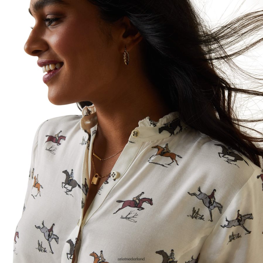verse afdruk klaroen blouse Ariat vrouwen topjes PJ26LN2757