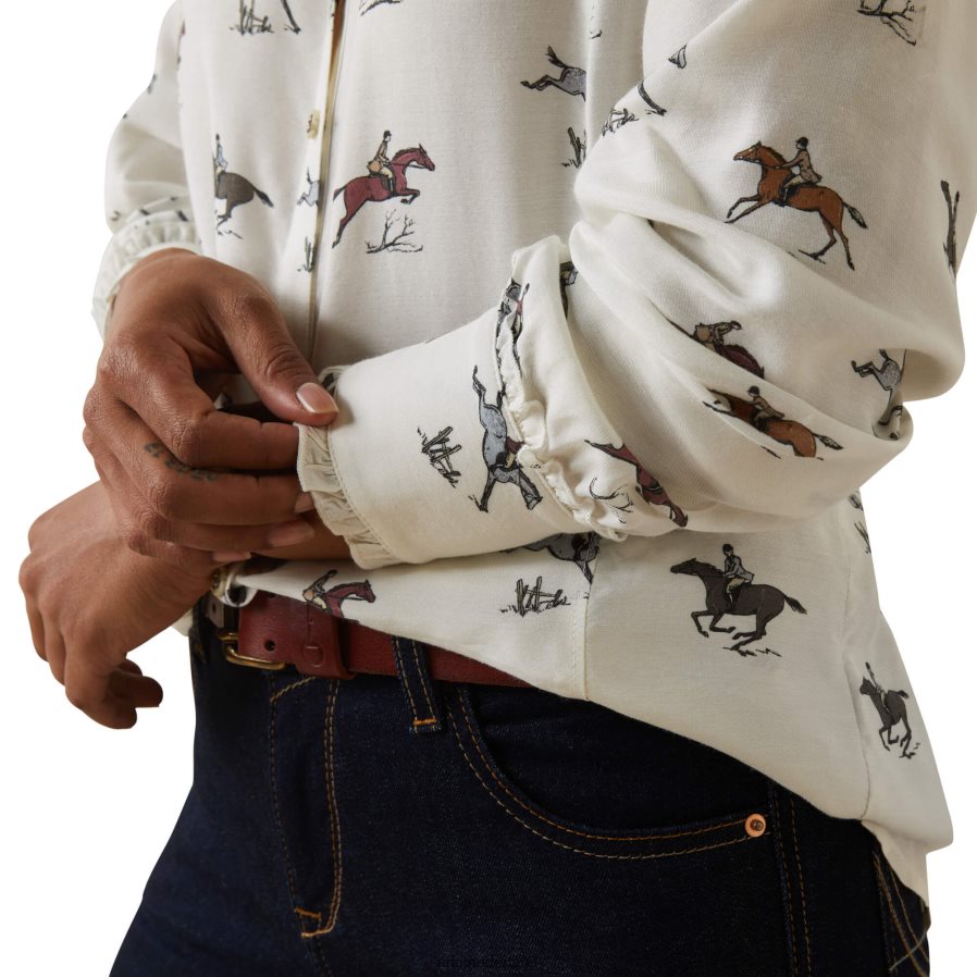 verse afdruk klaroen blouse Ariat vrouwen topjes PJ26LN2757