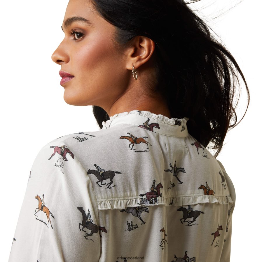 verse afdruk klaroen blouse Ariat vrouwen topjes PJ26LN2757