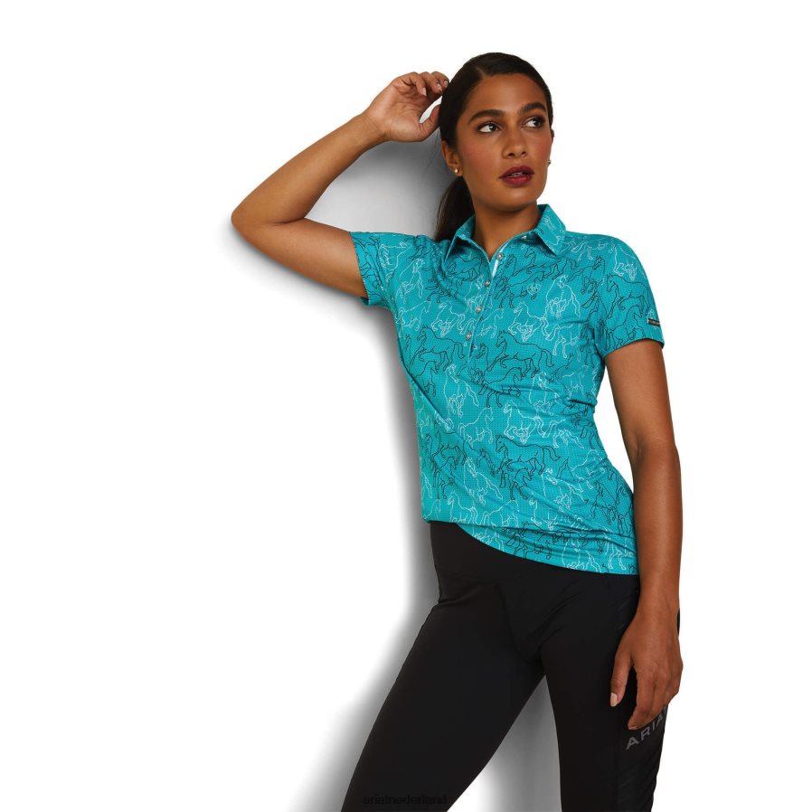 viridiaangroene spiegelprint motief polo Ariat vrouwen topjes PJ26LN3189