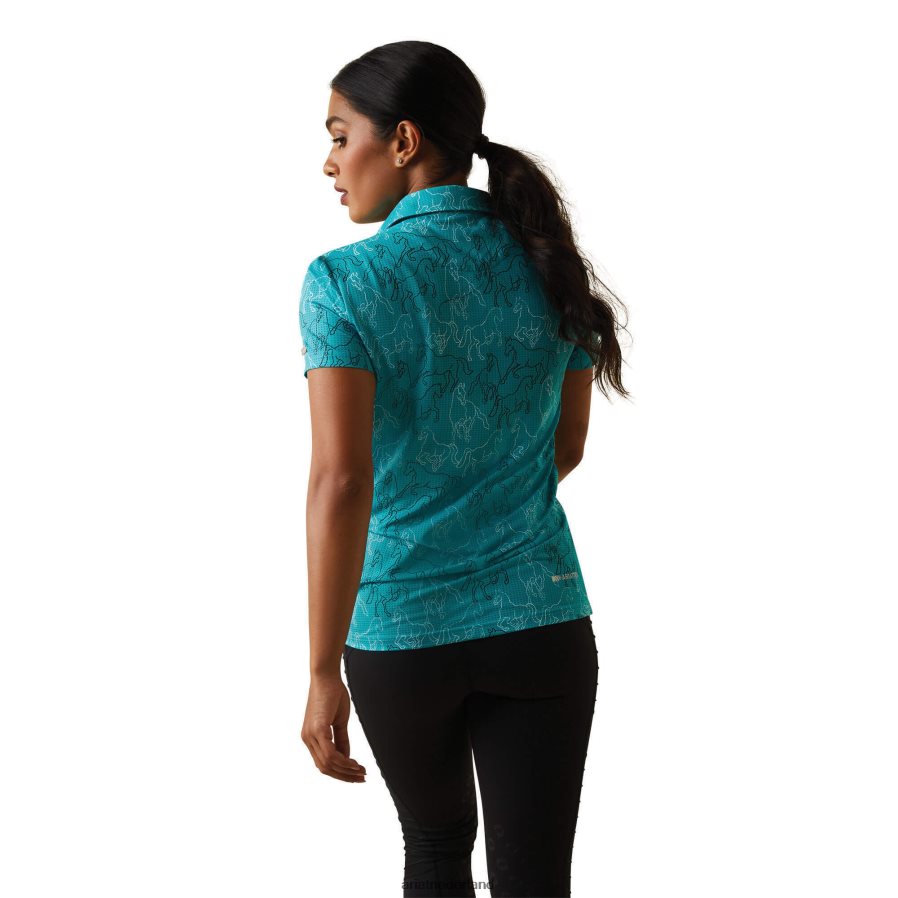 viridiaangroene spiegelprint motief polo Ariat vrouwen topjes PJ26LN3189