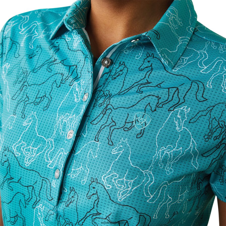 viridiaangroene spiegelprint motief polo Ariat vrouwen topjes PJ26LN3189