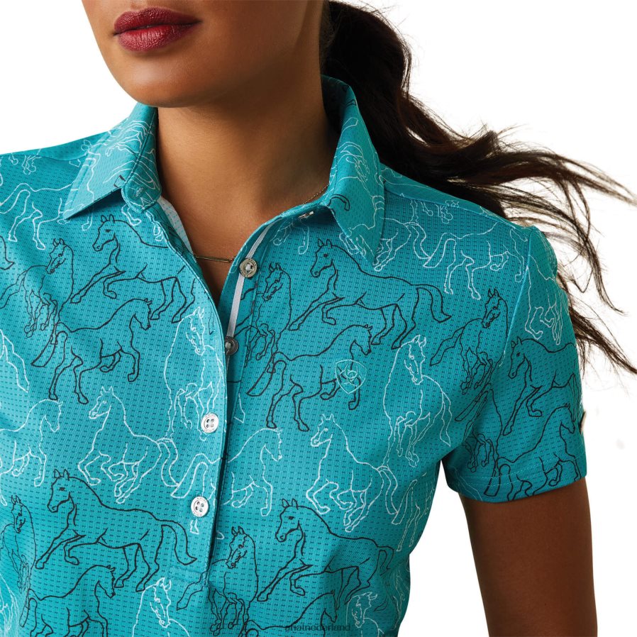 viridiaangroene spiegelprint motief polo Ariat vrouwen topjes PJ26LN3189