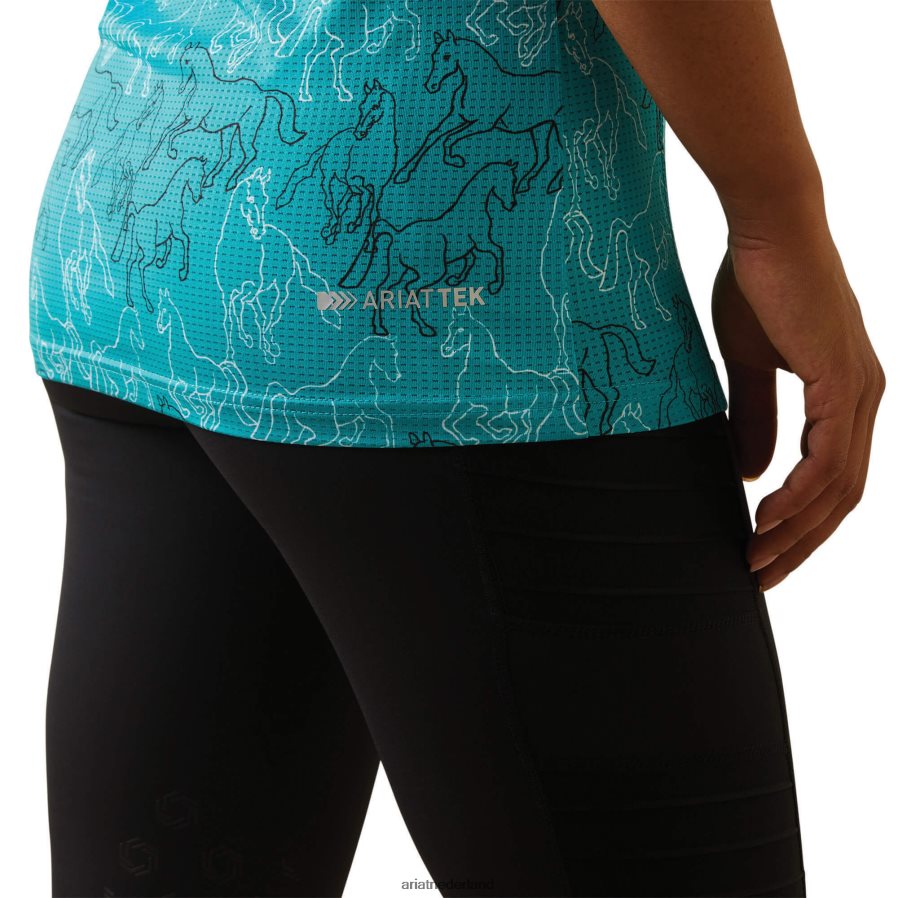 viridiaangroene spiegelprint motief polo Ariat vrouwen topjes PJ26LN3189