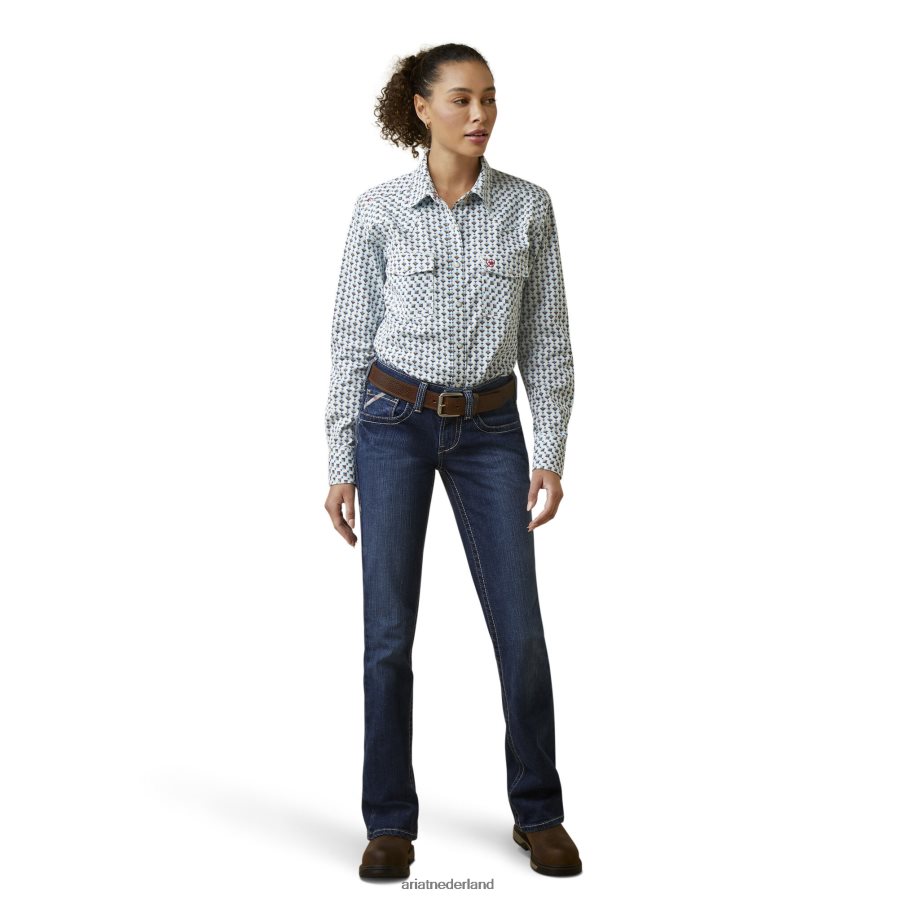 vrijgezellenknop afdrukken fr middleton drukwerkoverhemd Ariat vrouwen topjes PJ26LN3104