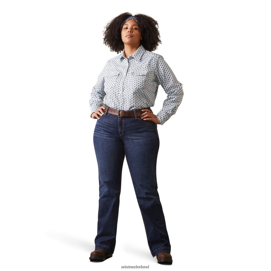 vrijgezellenknop afdrukken fr middleton drukwerkoverhemd Ariat vrouwen topjes PJ26LN3104