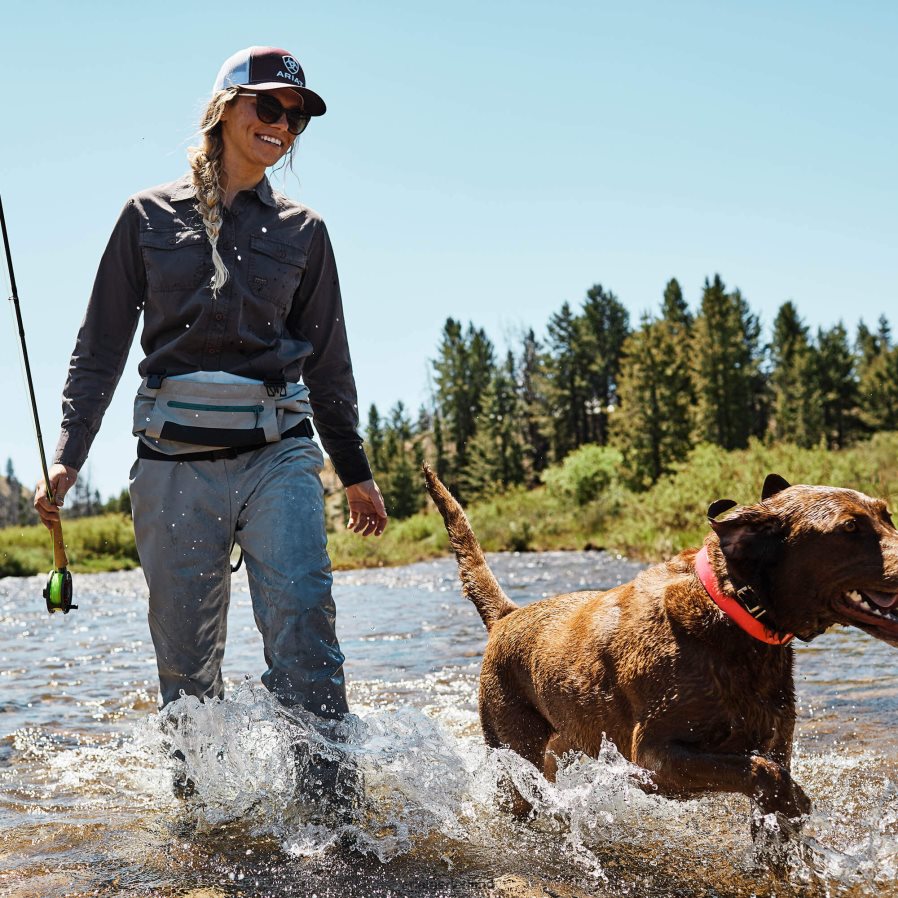 wapening grijs werkoverhemd van gewassen keperstof Ariat vrouwen topjes PJ26LN3049