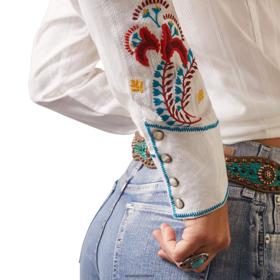 wit Martina overhemd met drukknopen Ariat vrouwen topjes PJ26LN2762