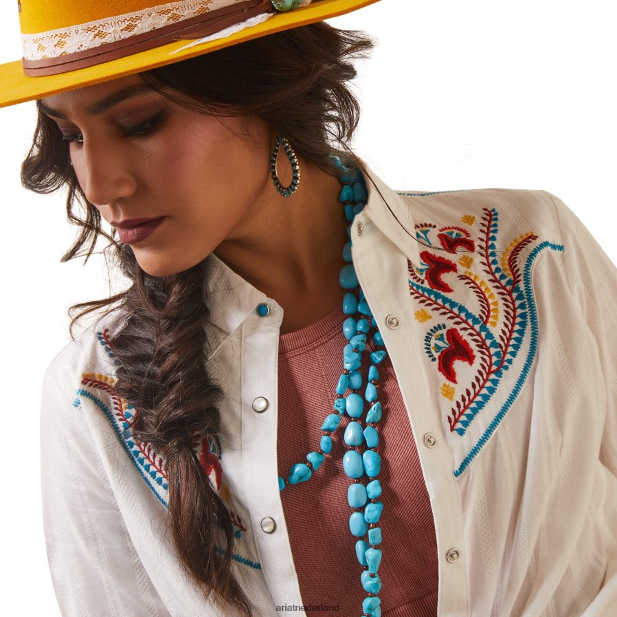 wit Martina overhemd met drukknopen Ariat vrouwen topjes PJ26LN2762