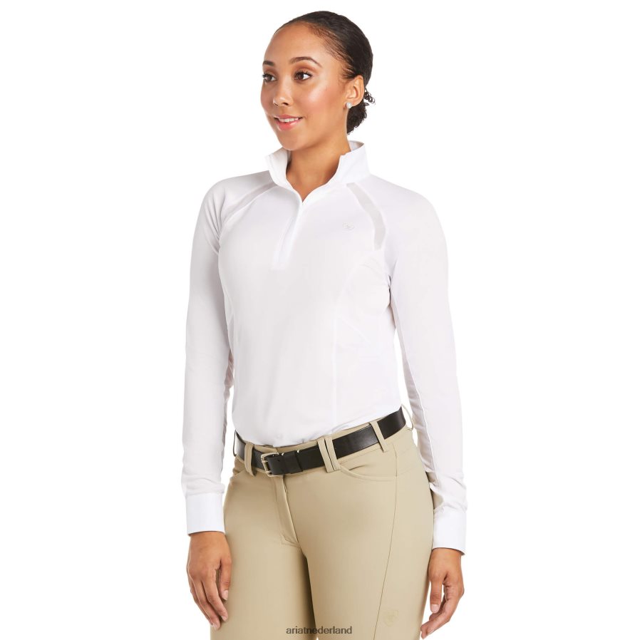 wit sunstopper pro 2.0 wedstrijdshirt Ariat vrouwen topjes PJ26LN3682