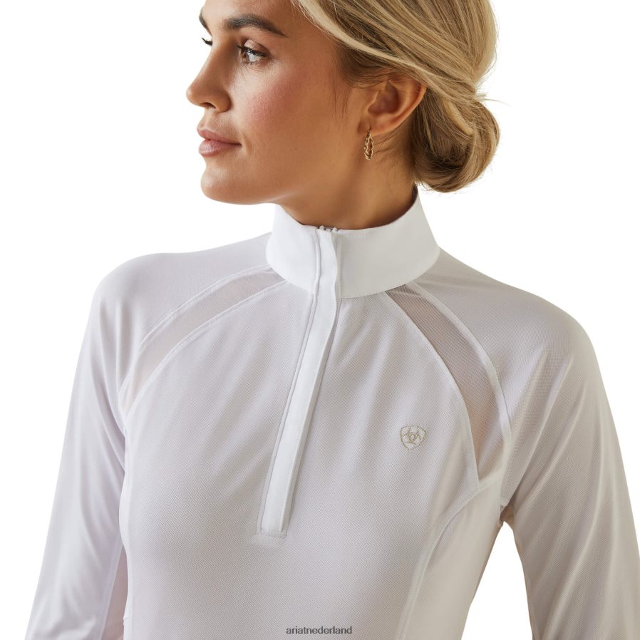 wit/vliegnn sunstopper pro 2.0 wedstrijdshirt Ariat vrouwen topjes PJ26LN3681