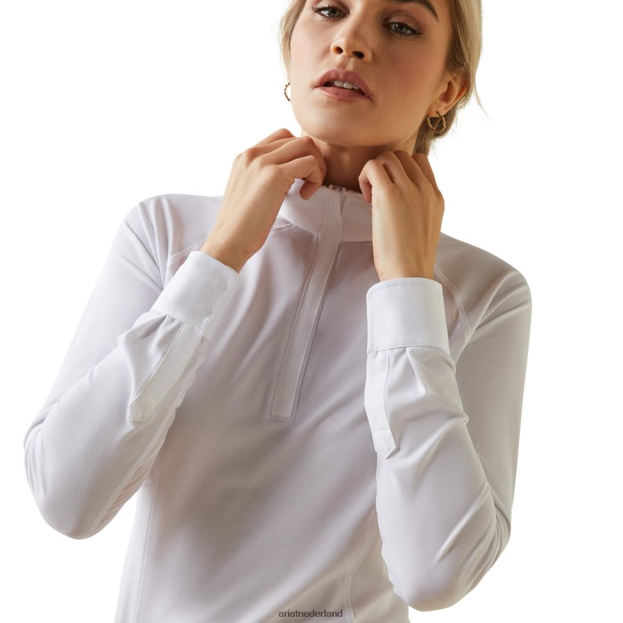 wit/vliegnn sunstopper pro 2.0 wedstrijdshirt Ariat vrouwen topjes PJ26LN3681