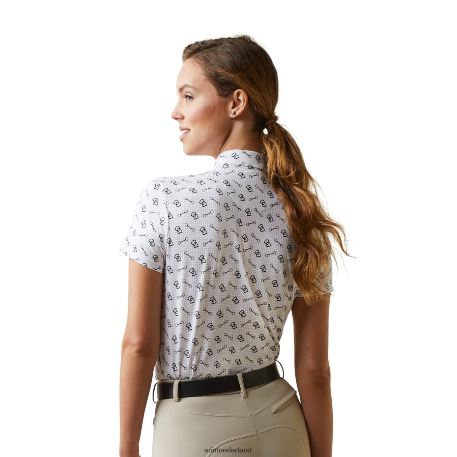 witte tack ditsy motief polo Ariat vrouwen topjes PJ26LN3229
