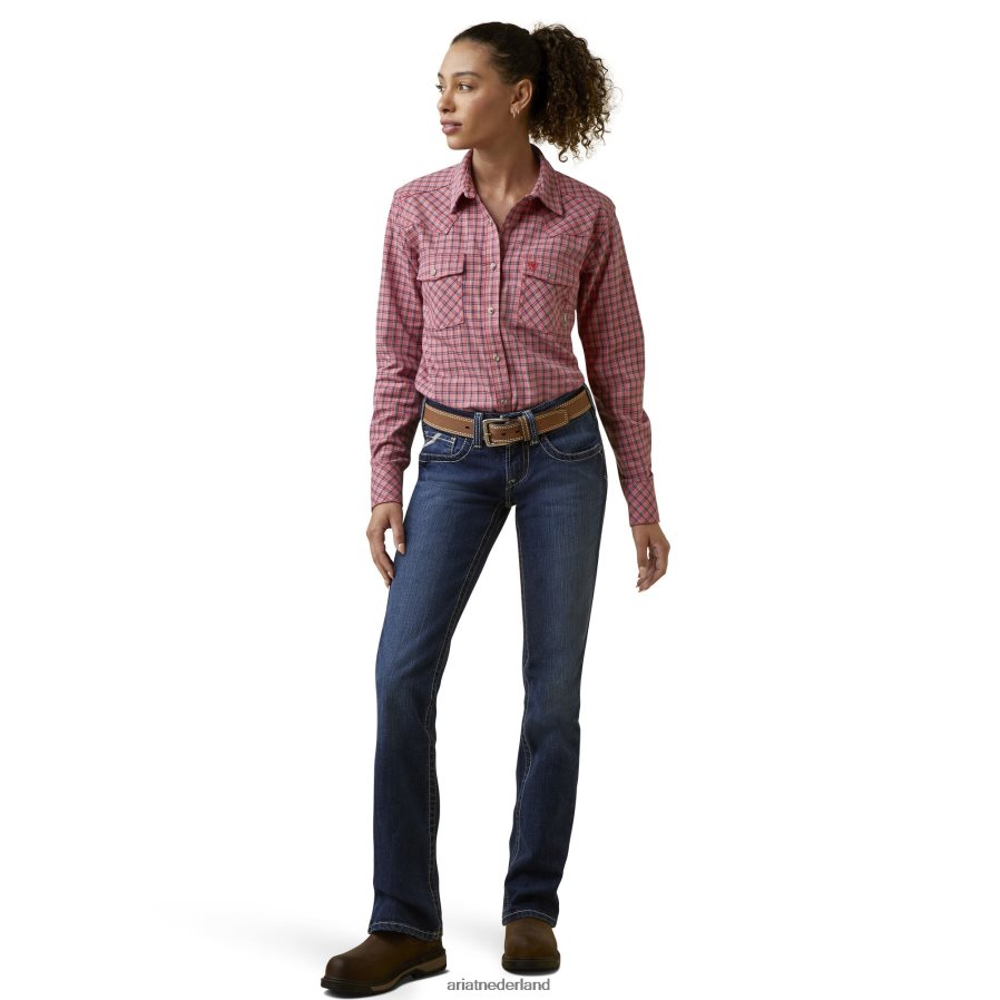 zon kuste fr knox werkshirt met drukknopen Ariat vrouwen topjes PJ26LN3093
