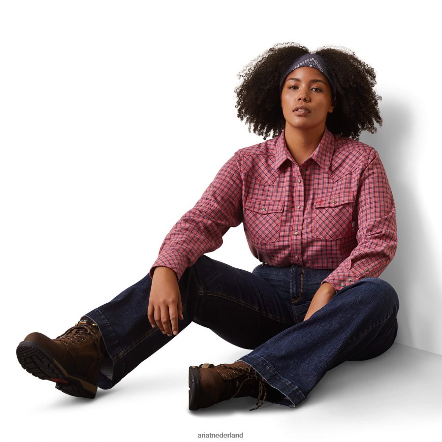 zon kuste fr knox werkshirt met drukknopen Ariat vrouwen topjes PJ26LN3093