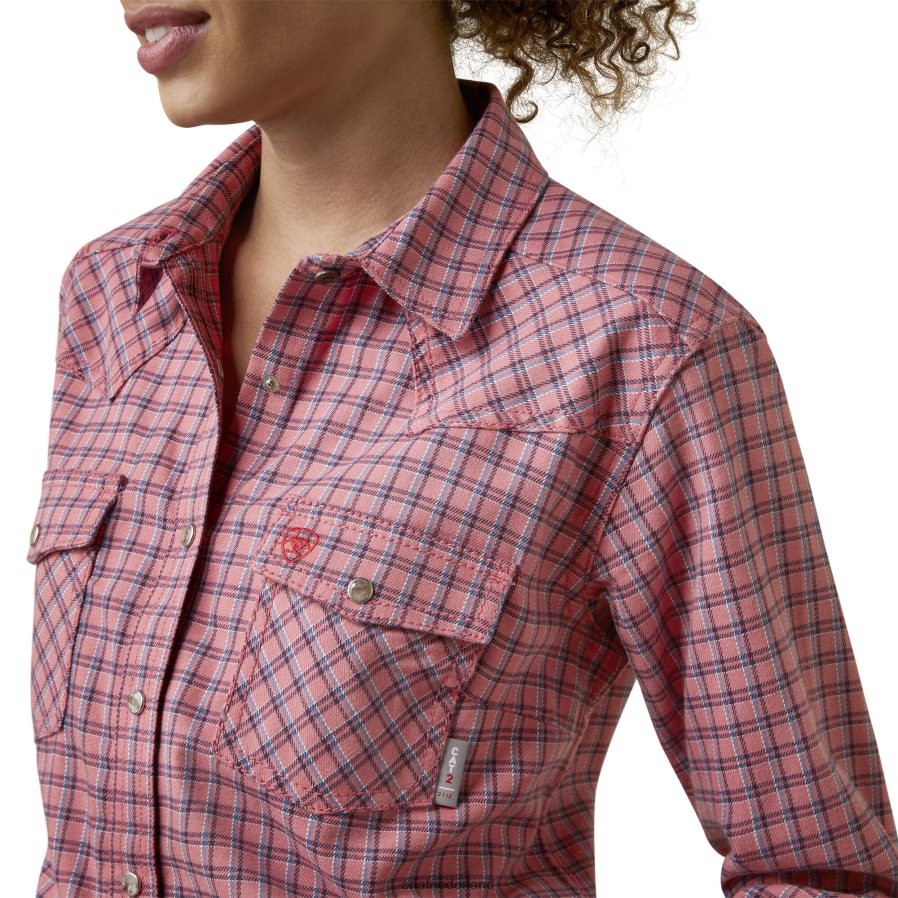 zon kuste fr knox werkshirt met drukknopen Ariat vrouwen topjes PJ26LN3093