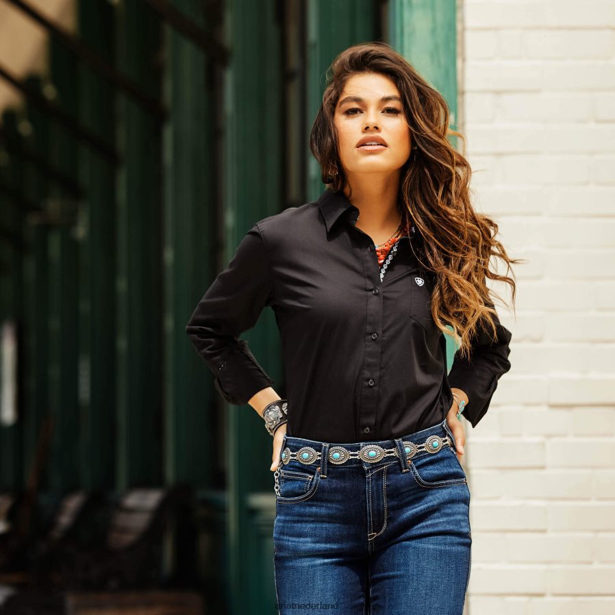 zwart Kirby stretchshirt Ariat vrouwen topjes PJ26LN2787