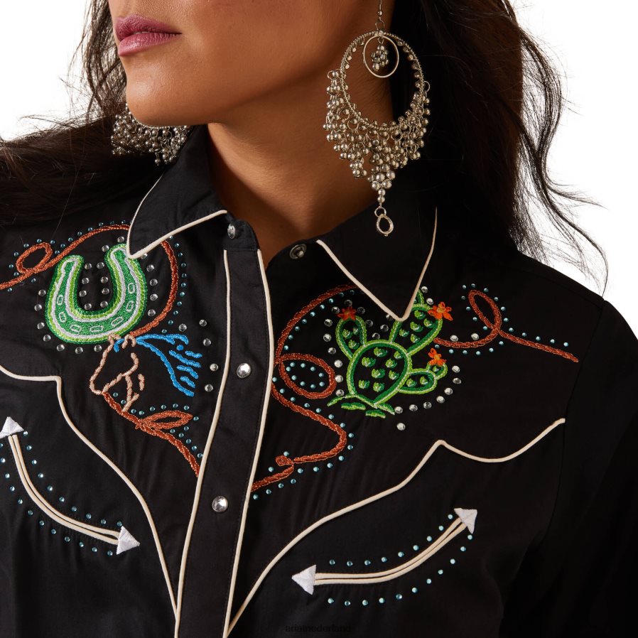 zwart Wynette overhemd Ariat vrouwen topjes PJ26LN2770