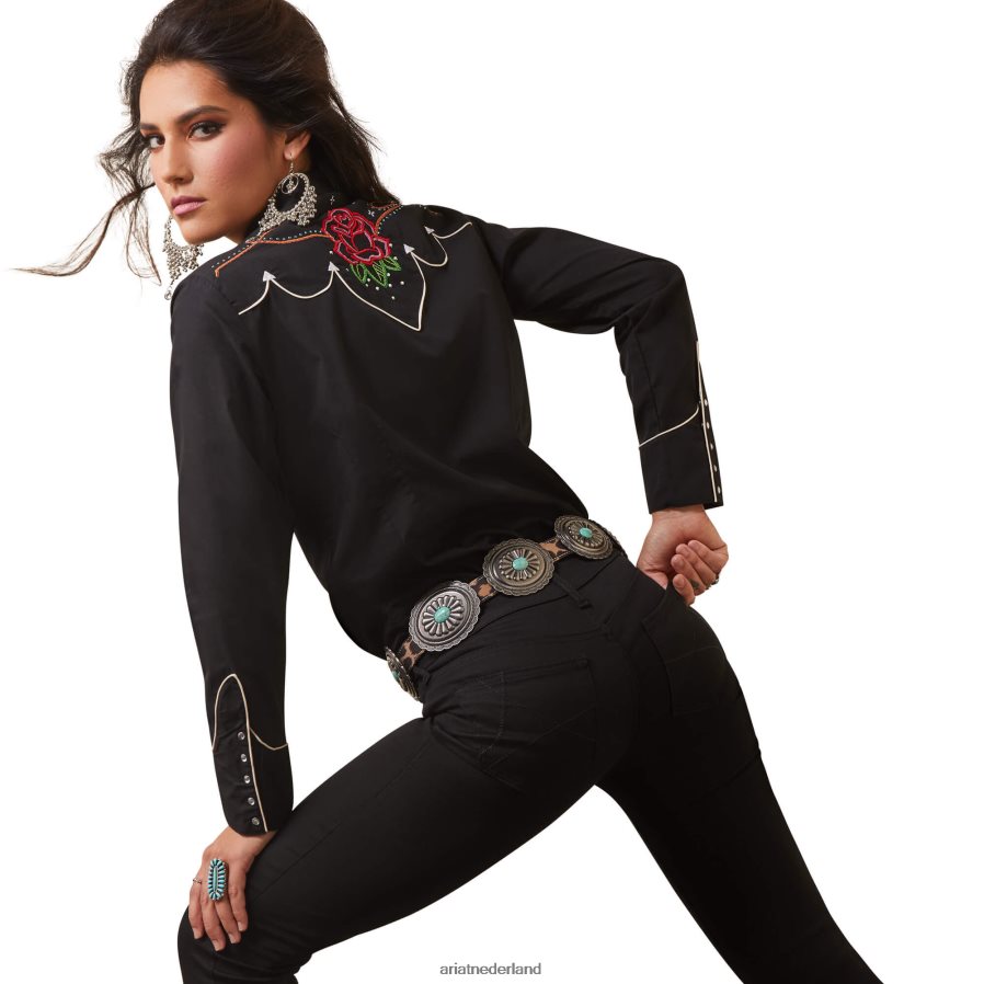 zwart Wynette overhemd Ariat vrouwen topjes PJ26LN2770