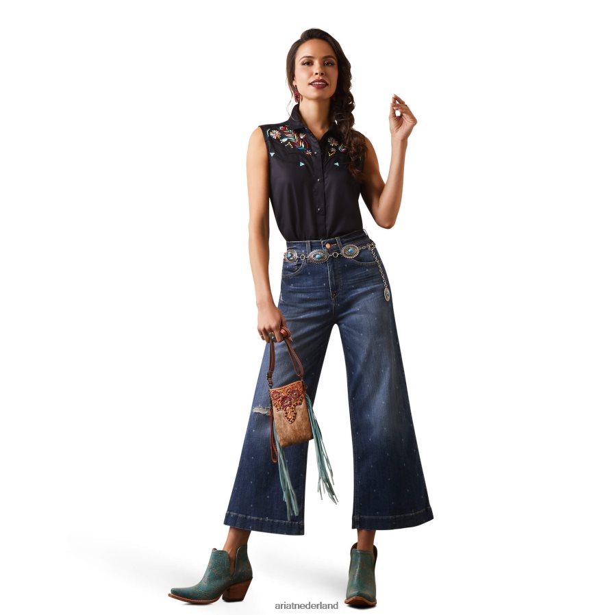 zwart connie overhemd Ariat vrouwen topjes PJ26LN2823