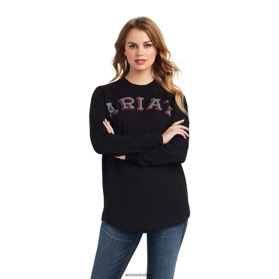 zwart echt oversized overhemd Ariat vrouwen topjes PJ26LN2992
