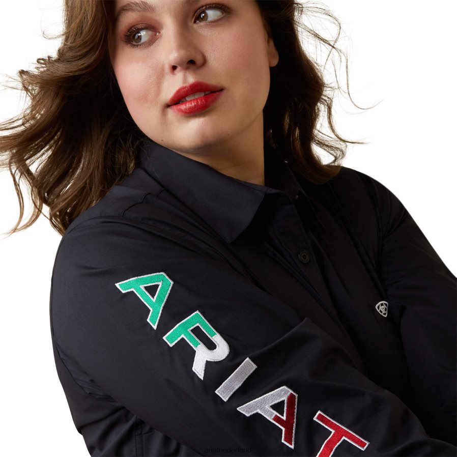 zwart met Mexicaanse vlag emb team kirby stretchshirt Ariat vrouwen topjes PJ26LN2806