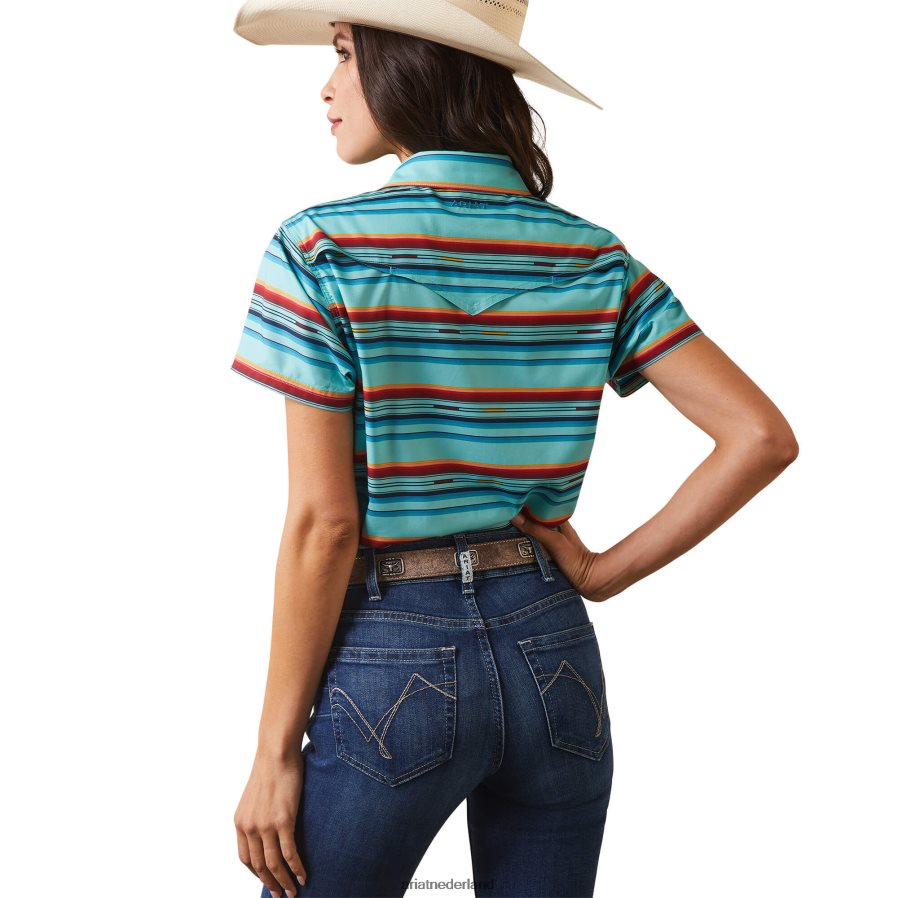 zwembad blauwe rosa serape westelijk ventek-shirt Ariat vrouwen topjes PJ26LN2766