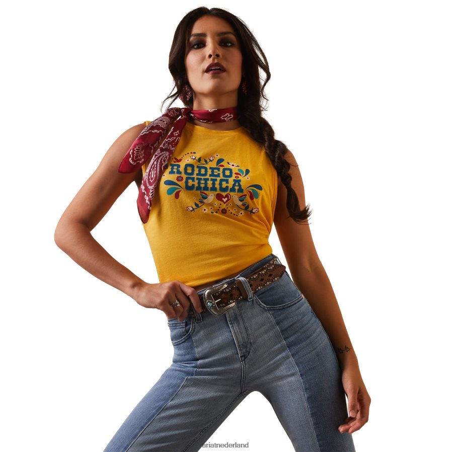 dooier geel rodeo chica-tank Ariat vrouwen topjes PJ26LN3212
