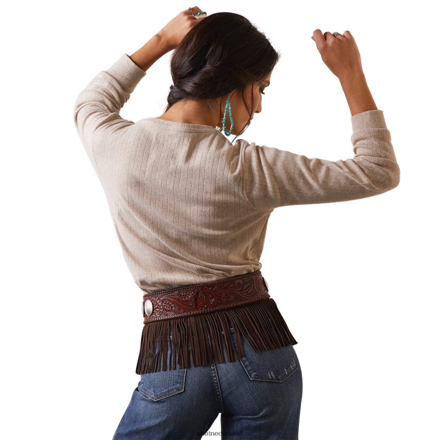 havermout heide pointelle henley-topje Ariat vrouwen topjes PJ26LN2785