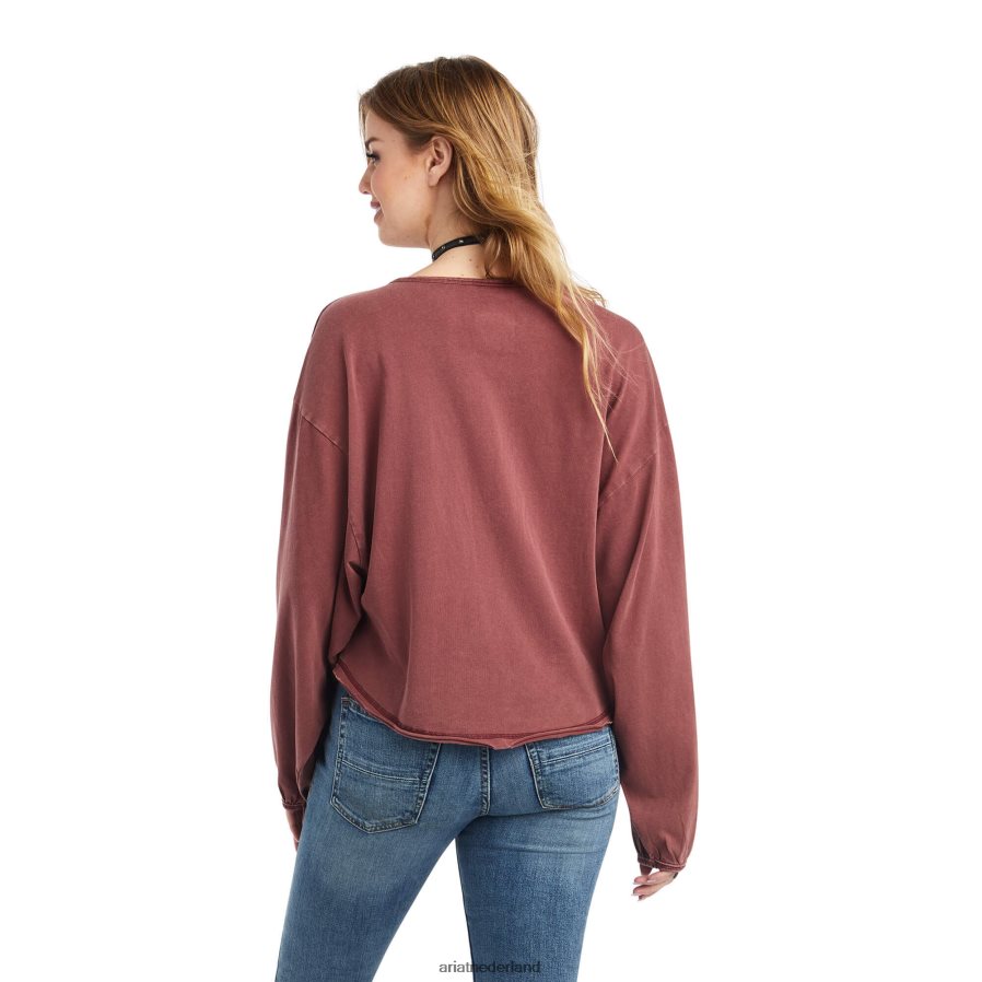 kastanjebruin spandoek pinon henley-topje Ariat vrouwen topjes PJ26LN2956