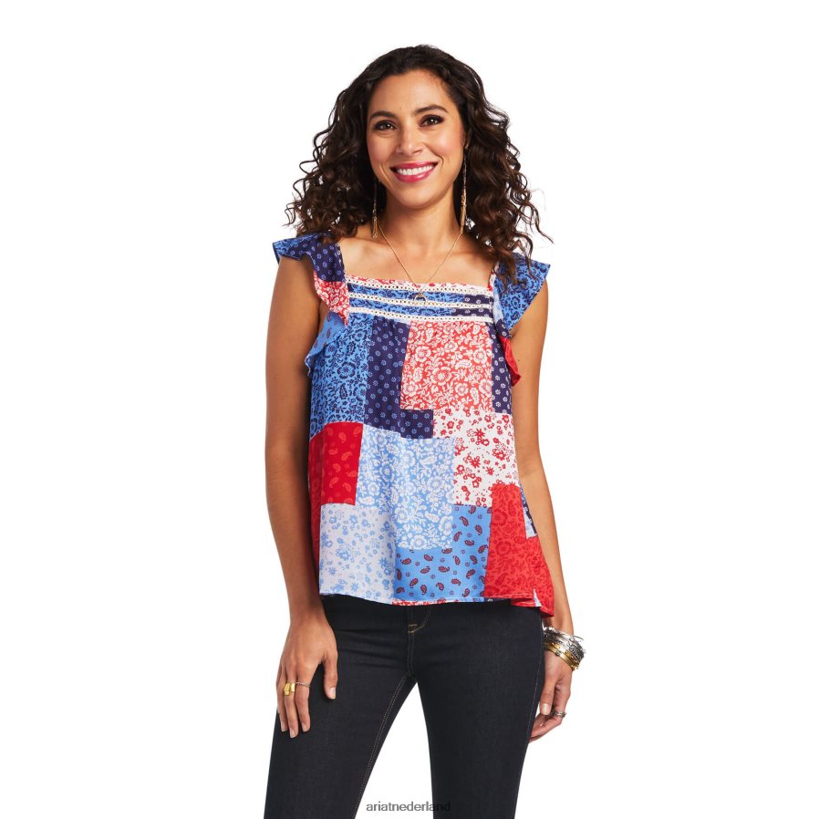 patchwork-print let op tankje Ariat vrouwen topjes PJ26LN3169