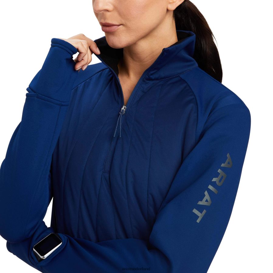 landgoed blauw venture sweatshirt met 1/2 rits Ariat vrouwen topjes PJ26LN3406