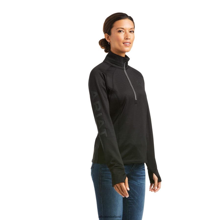 zwart Tek team sweatshirt met 1/2 rits Ariat vrouwen topjes PJ26LN3447
