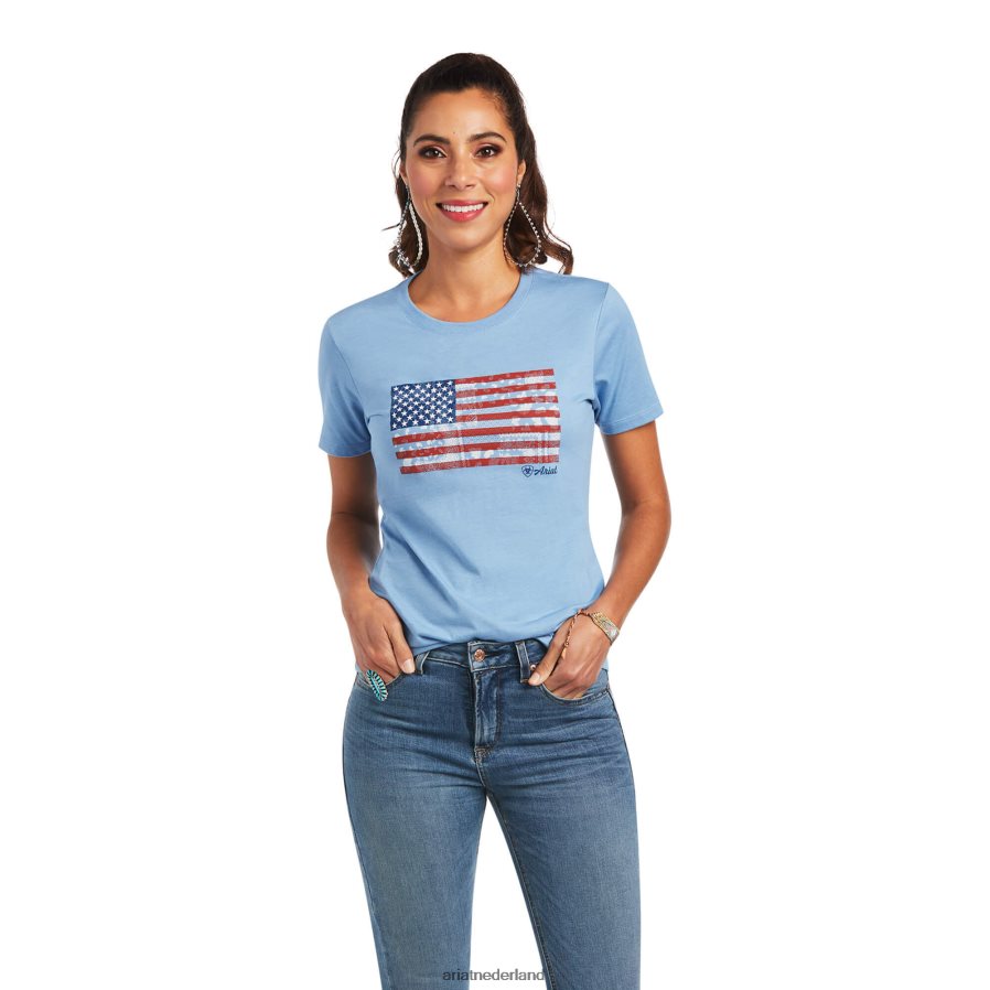 Het. blauwe heide T-shirt met Paisley-vlag Ariat vrouwen topjes PJ26LN2910
