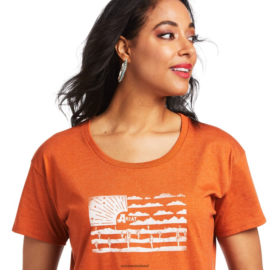 adobe heide t-shirt met woestijnvlag Ariat vrouwen topjes PJ26LN2952