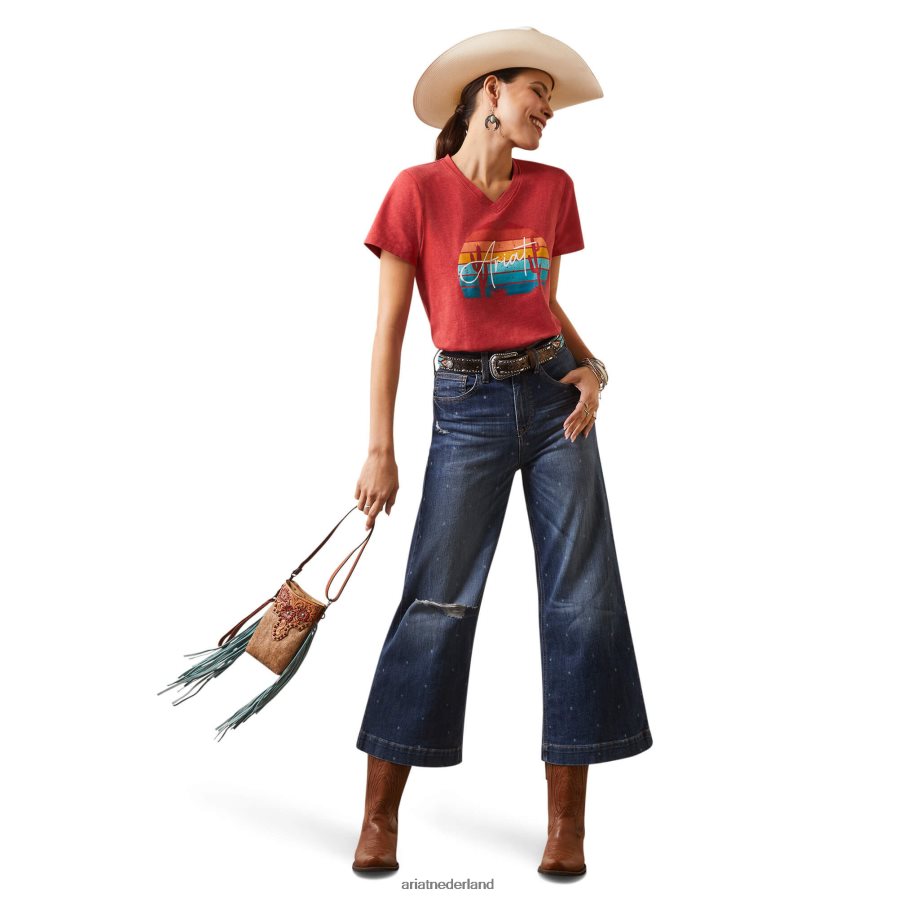 aura oranje heide echt horizont-shirt Ariat vrouwen topjes PJ26LN2869