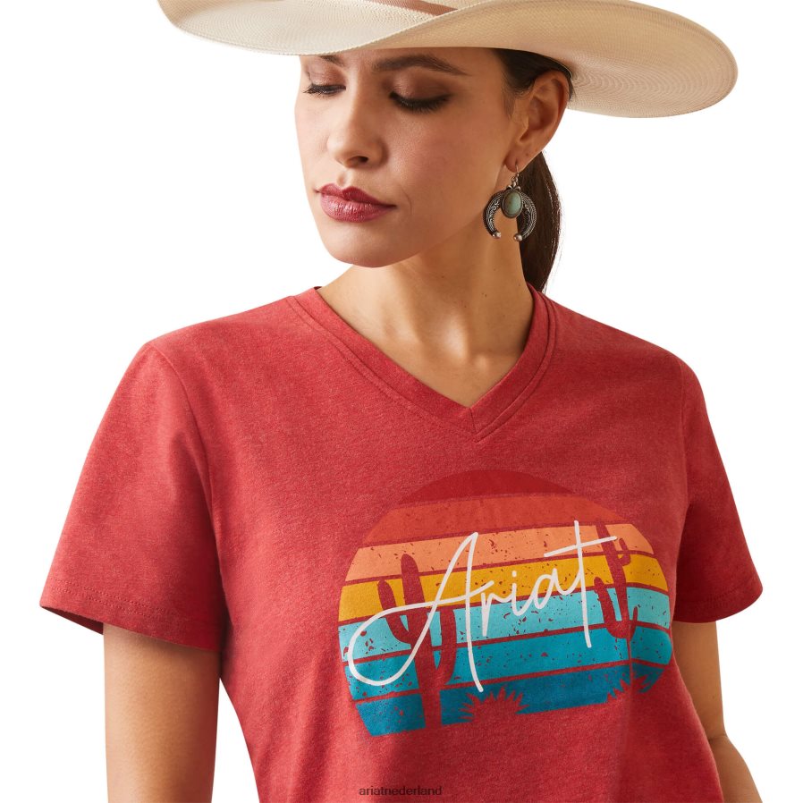 aura oranje heide echt horizont-shirt Ariat vrouwen topjes PJ26LN2869