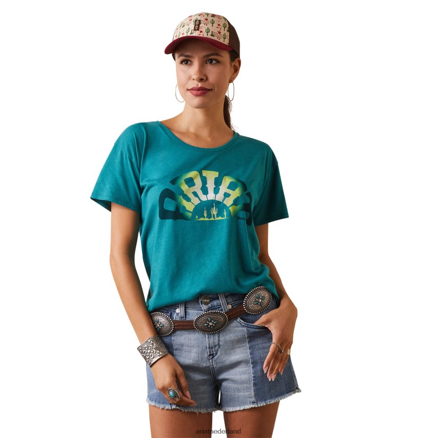 blauwgroene heide regenboog t-shirt Ariat vrouwen topjes PJ26LN2898