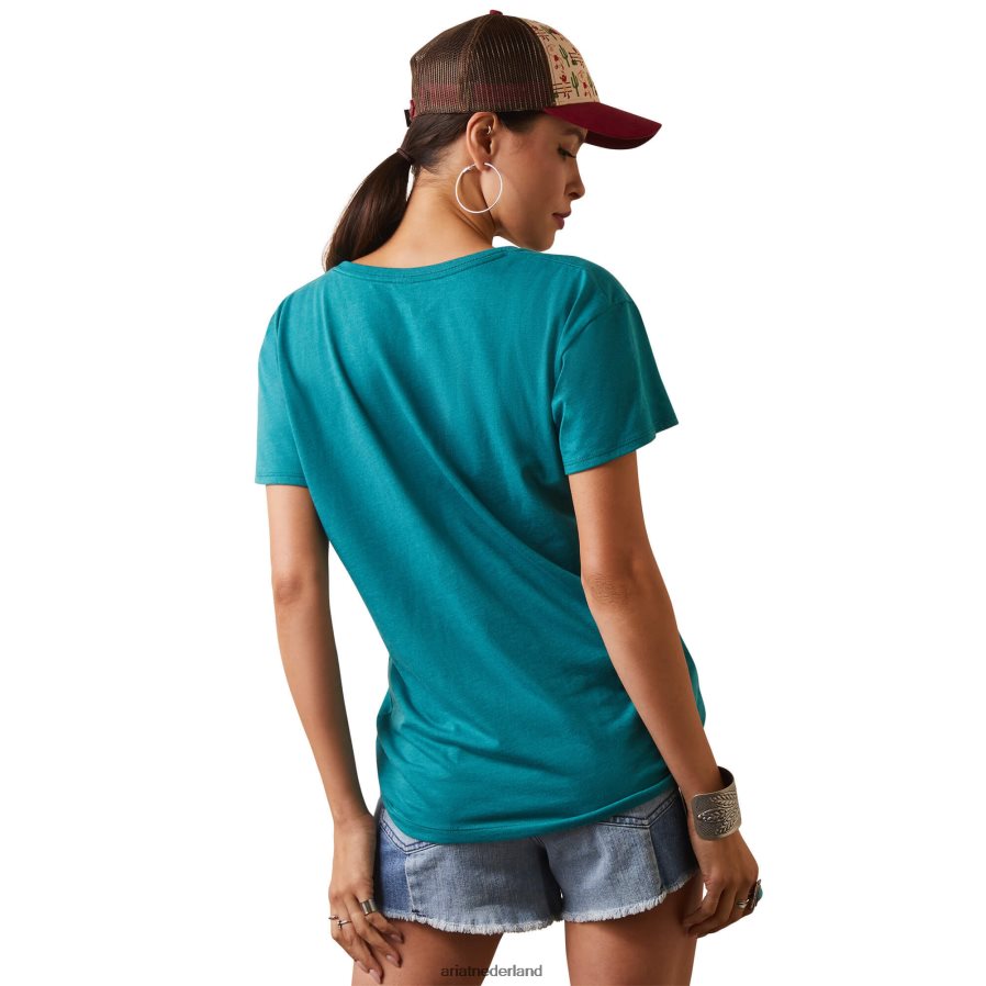 blauwgroene heide regenboog t-shirt Ariat vrouwen topjes PJ26LN2898