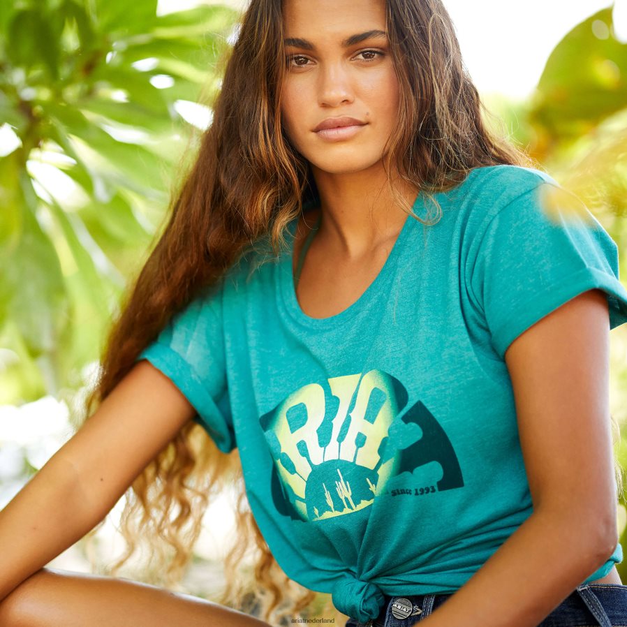 blauwgroene heide regenboog t-shirt Ariat vrouwen topjes PJ26LN2898