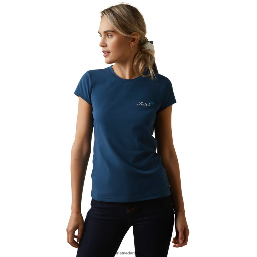 diepe aardolie T-shirt met logoscript Ariat vrouwen topjes PJ26LN3228