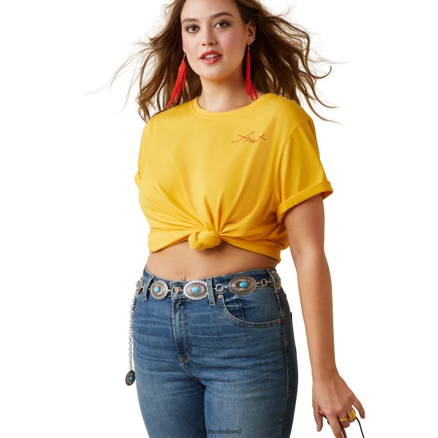dooier geel echt cool koeienshirt Ariat vrouwen topjes PJ26LN2871