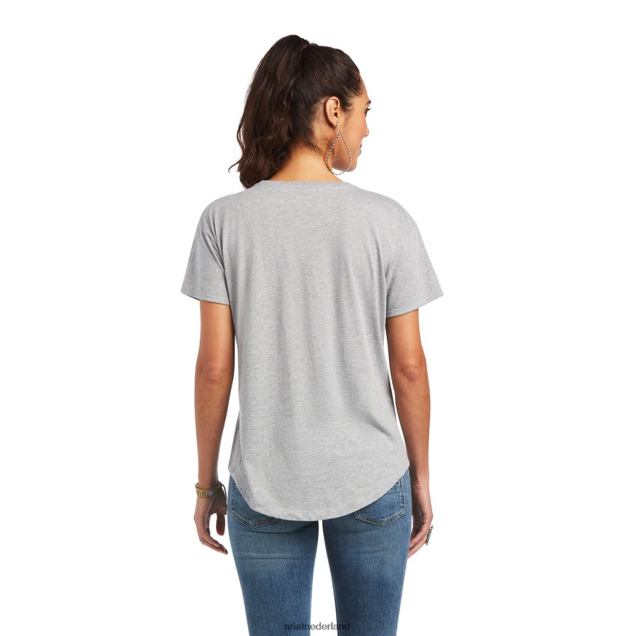 grijs gemêleerd T-shirt met bandana-logo Ariat vrouwen topjes PJ26LN2904
