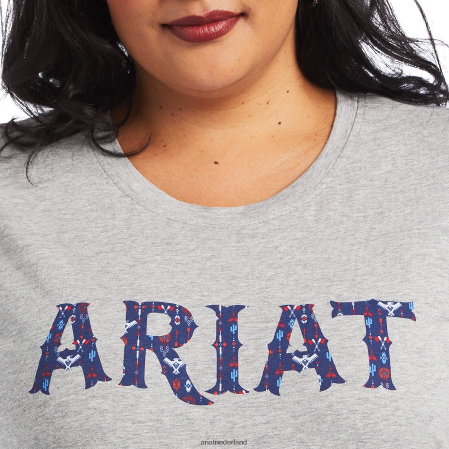 grijs gemêleerd echt tribal lore relaxed T-shirt Ariat vrouwen topjes PJ26LN2899